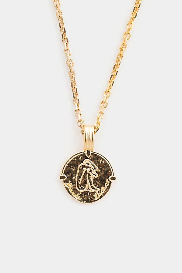 Deux Lions Jewelry Gold Zodiac Necklace In Cancer, Men's At Urban Outfitters