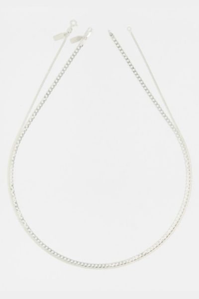 Deux Lions Jewelry Cuban Stack Chains Necklace In Silver, Men's At Urban Outfitters