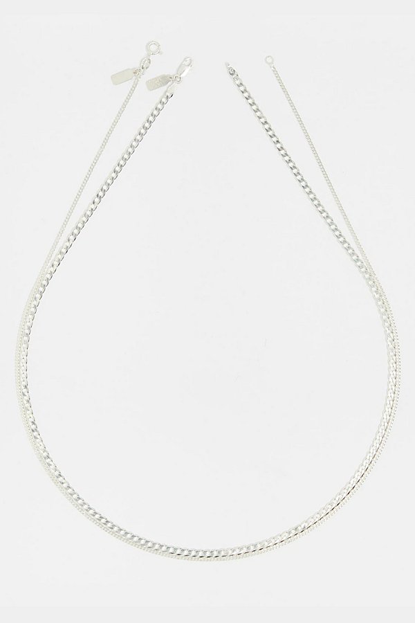 Deux Lions Jewelry Cuban Stack Chains Necklace In Silver, Men's At Urban Outfitters