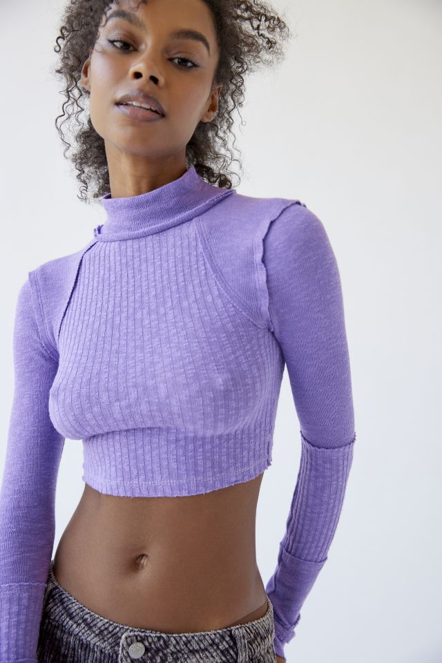  OTHER STORIES Sleeveless Mock Neck Ribbed Top in Lilac