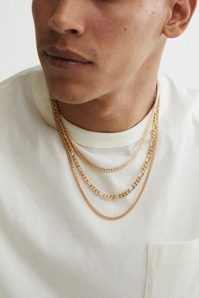 Urban Outfitters Rocco Layered Chain Necklace In Gold, Men's At