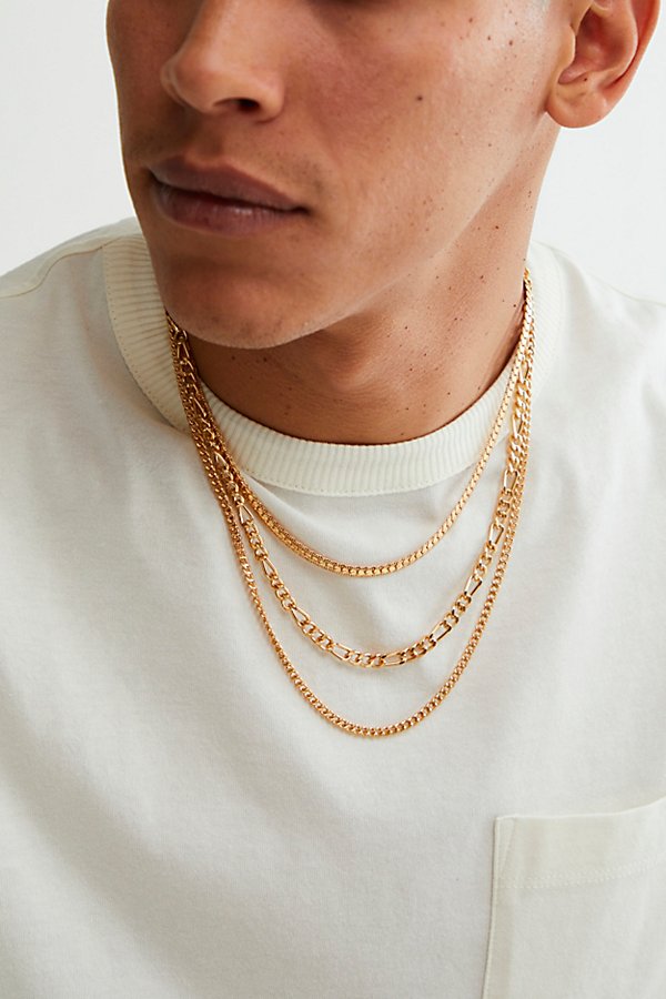 Urban Outfitters Rocco Layered Chain Necklace In Gold, Men's At