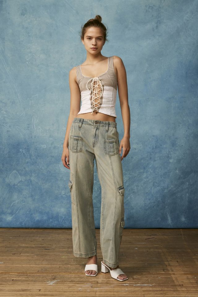 BDG Urban Outfitters Denim Strappy Womens Cargo Pants - WASHED