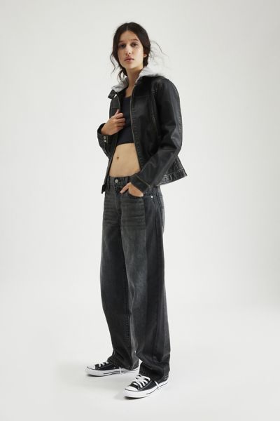 Levi's Baggy Dad Jean In Satin Spats, Women's At Urban Outfitters In Charcoal