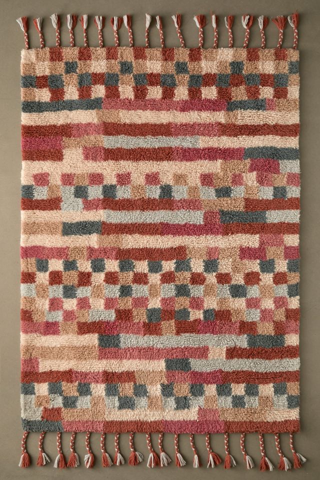 Multi-Check Modern Shag Rug