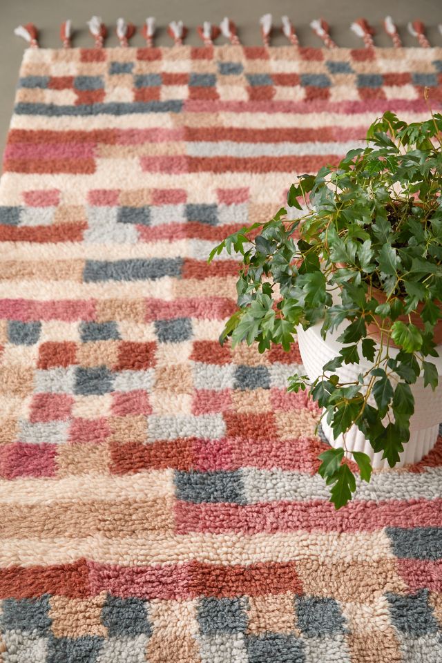 Multi-Check Modern Shag Rug #1