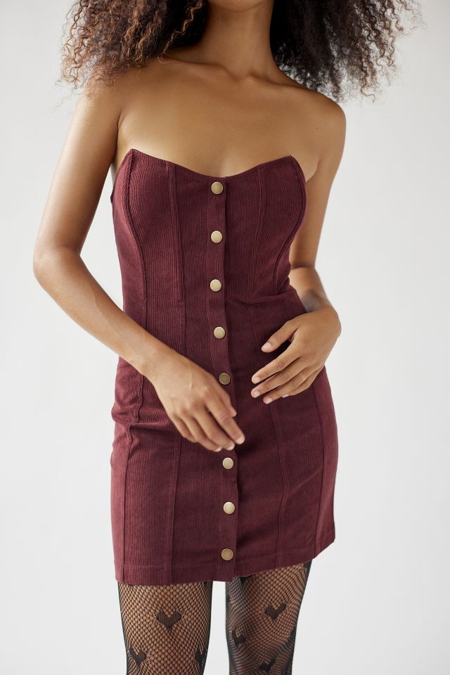 UO Cali Corduroy Corset Mini Dress