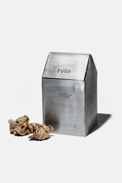 Puebco Reclaimed Stainless Steel Countertop Dustbin In Silver