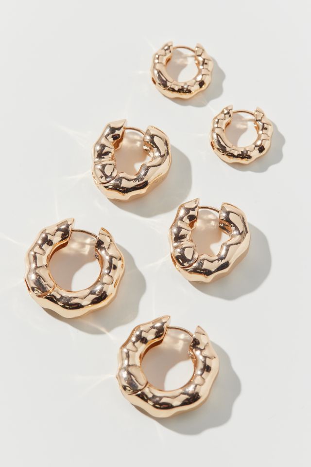 Textured Chunky Hoop Earring Set