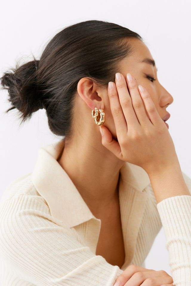 Textured Chunky Hoop Earring Set #1