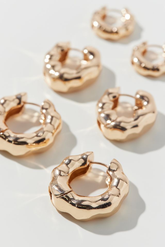 Textured Chunky Hoop Earring Set #2