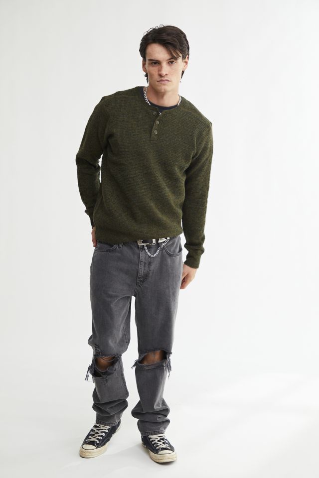Schott Wool Waffle Henley Long Sleeve Tee #1