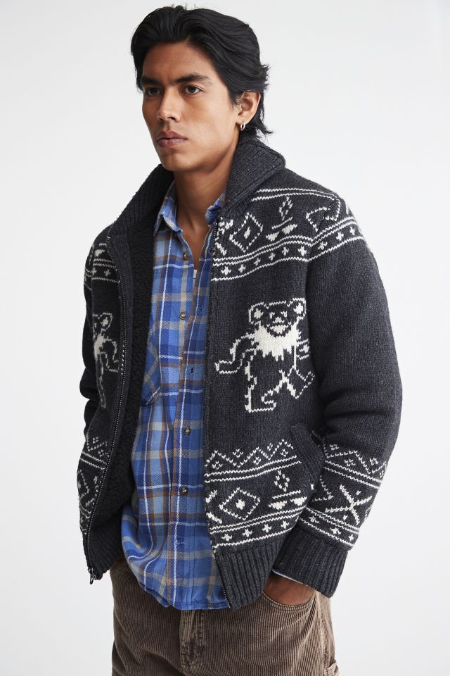 Schott X Grateful Dead Dancing Bears Zip Sweater Urban Outfitters