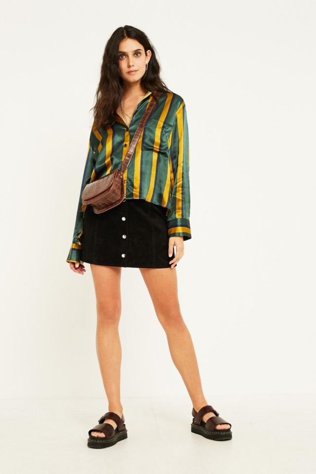 UO Jonie Black Suede Mini Skirt
