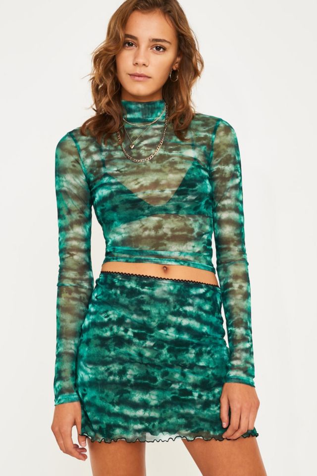 UO Tie Dye Mesh Mini Skirt Urban Outfitters