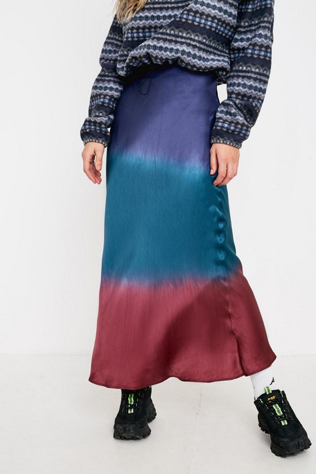 UO Ombre Satin Bias Cut Midi Skirt | Urban Outfitters