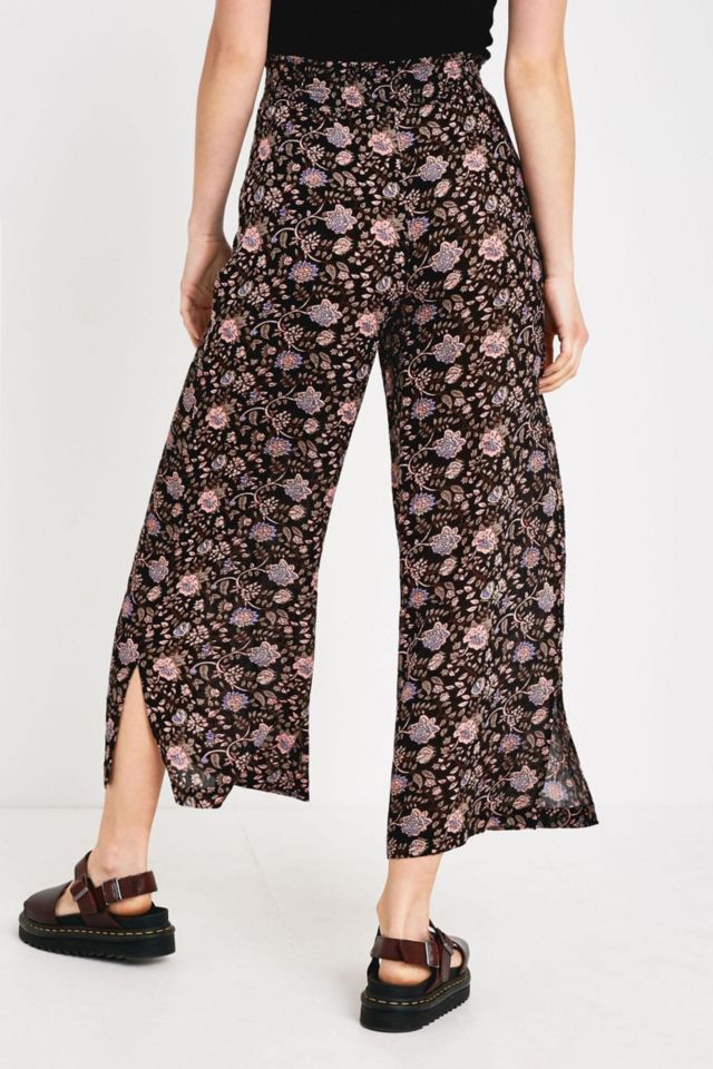 UO Black Floral Wrap Pant | Urban Outfitters