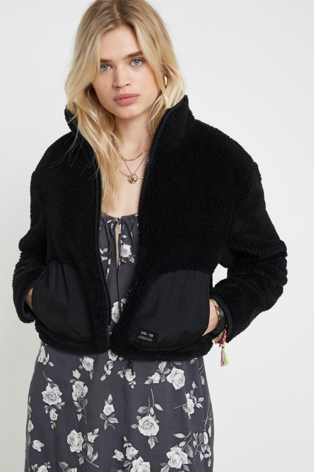 Urban outfitters clearance black teddy jacket