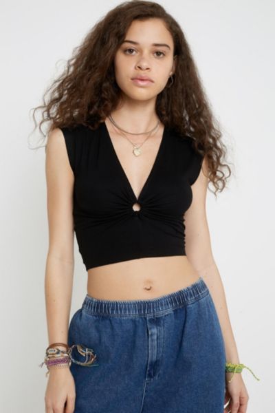 Urban Outfitters, Tops, Uo Wrap Halter Top S Small Crop White Keyhole