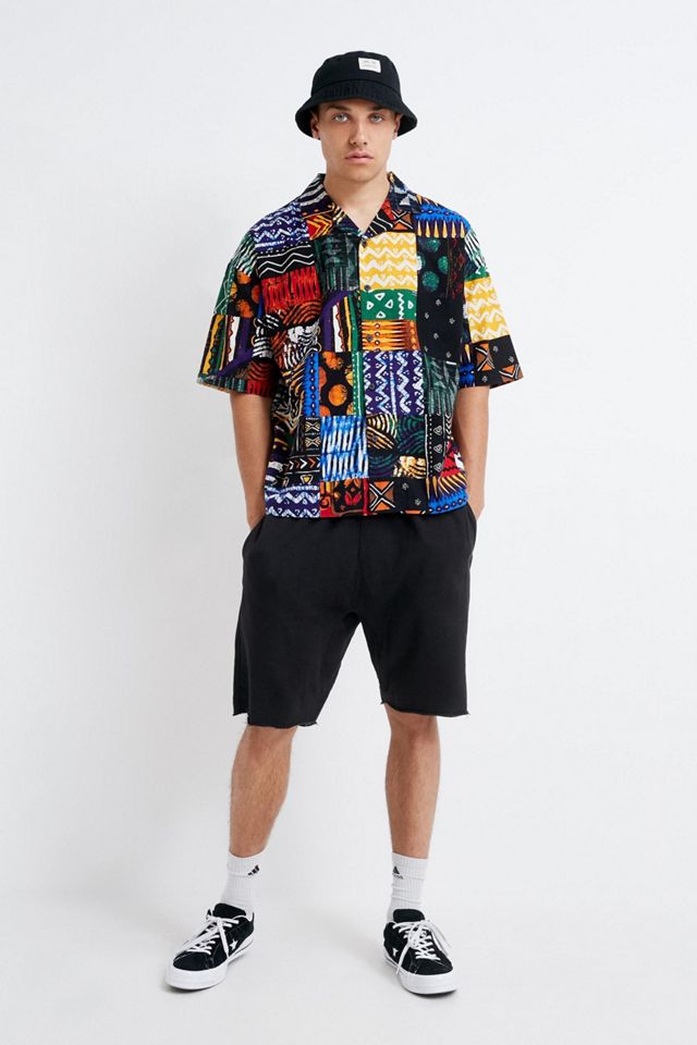UO Patchwork Print Button-Down Short Sleeve Shirt | Urban Outfitters