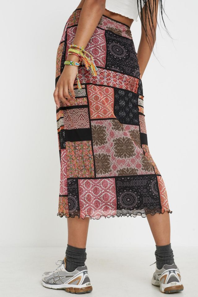 SALE☆ラス１即納★【Anthro】Patchwork Midi Skirt サイズ:4 SALE☆ラス1即納☆【Anthro】Patchwork Midi Skirt サイズ:4