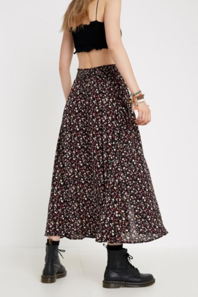 urban outfitters black floral skirt