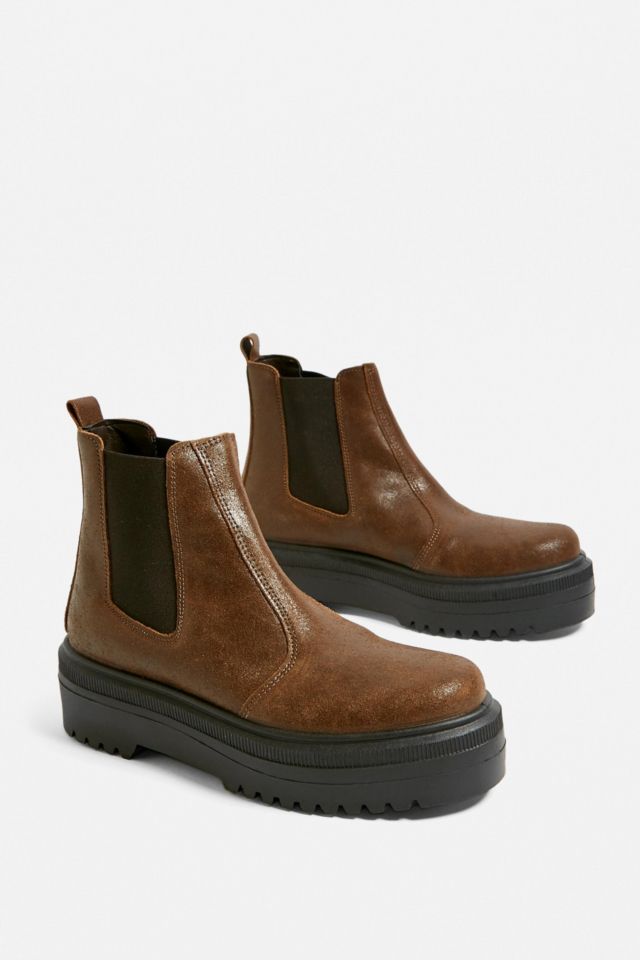 UO Brody Brown Suede Platform Chelsea Boot