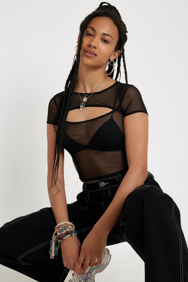 Urban outfitters mesh top, UO Shona Cinched Mesh