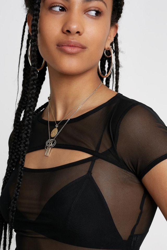 UO Double-Layer Mesh Top  Urban Outfitters Australia Official Site