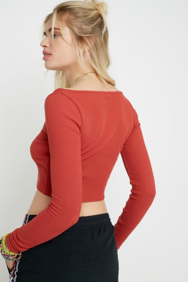 UO Button-Front Square Neck Top | Urban Outfitters