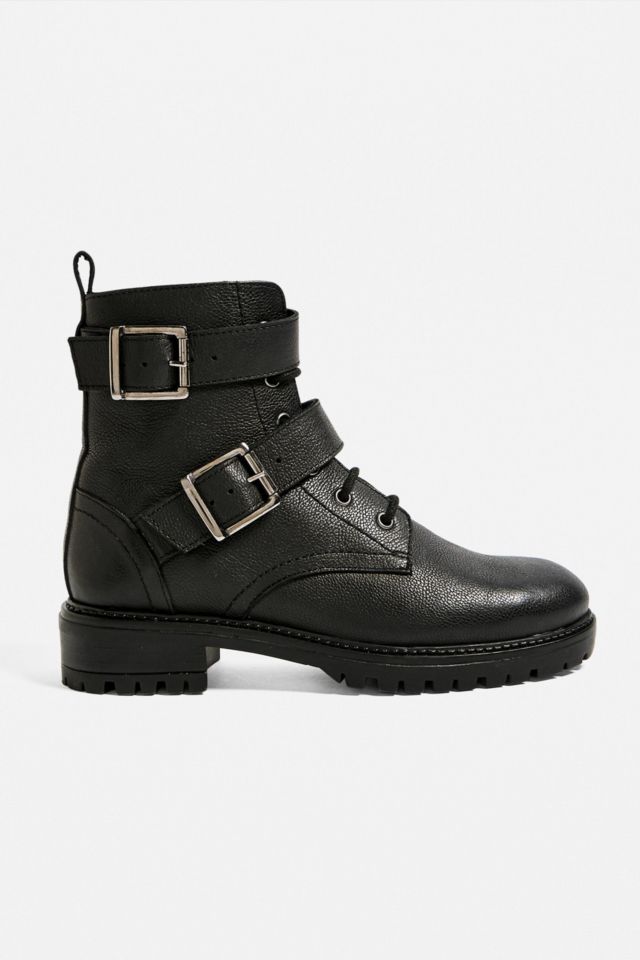 Lace Up Buckle Detail Boots Black, Boots