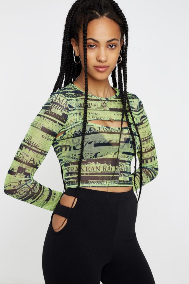 UO Double-Layer Mesh Top  Urban Outfitters Australia Official Site