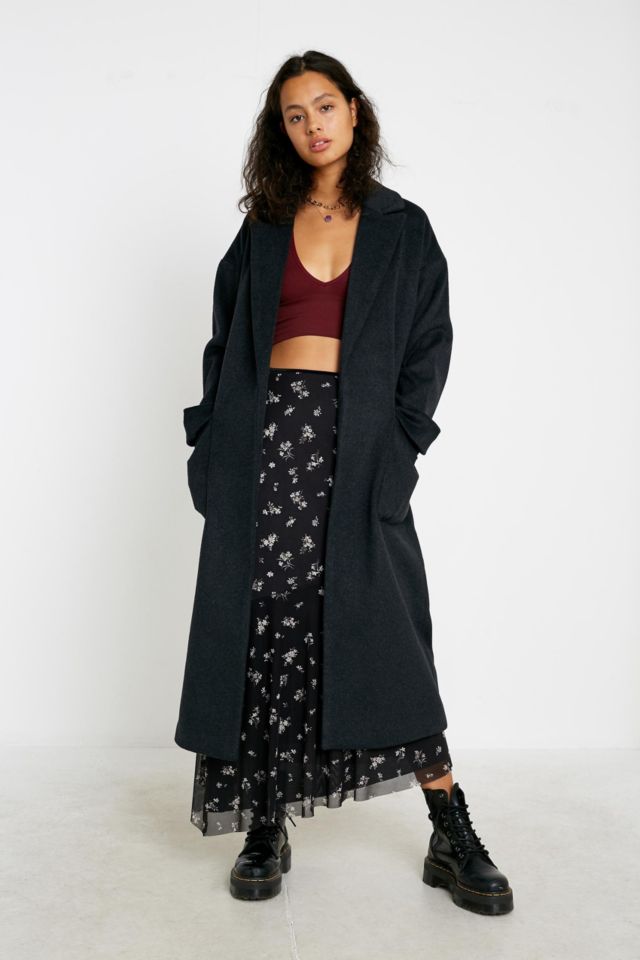 Black longline duster store jacket