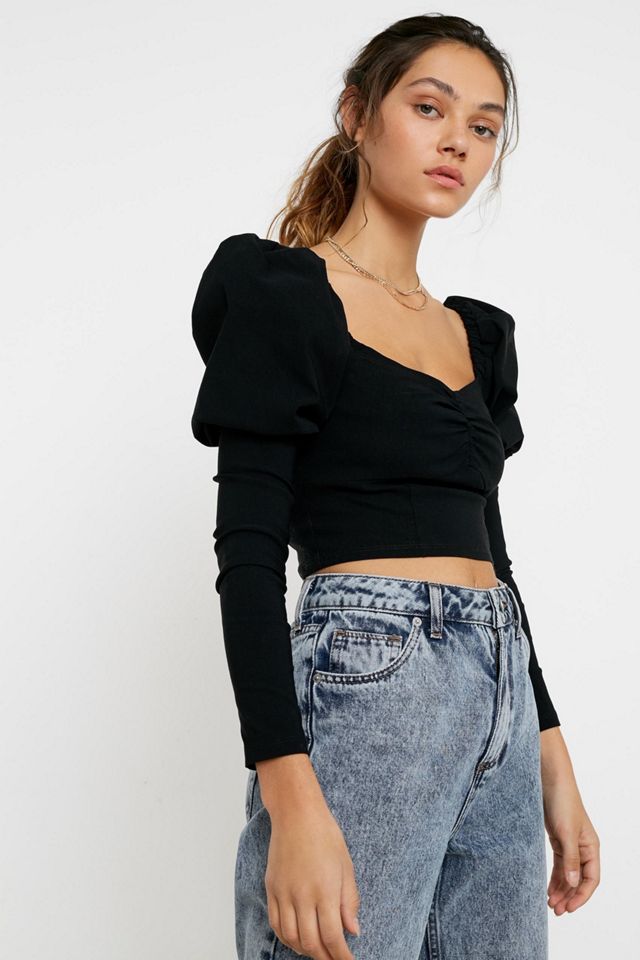 UO Elisa Puff Sleeve Corset Top | Urban Outfitters