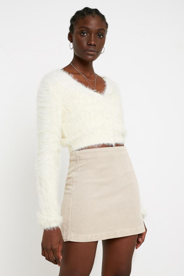 Cream cord shop skirt