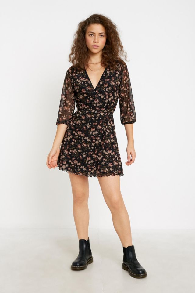 Urban outfitters shop black wrap dress