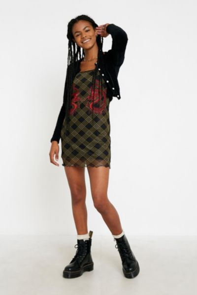 plaid mesh dress