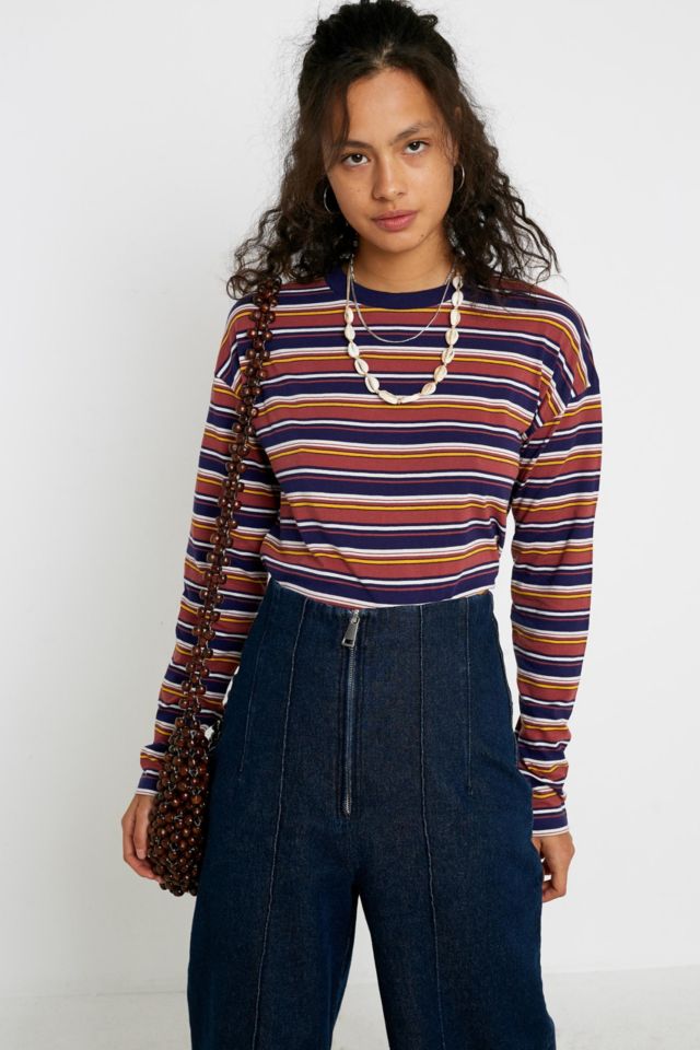 UO Stripe Cropped Long Sleeve Tee | Urban Outfitters