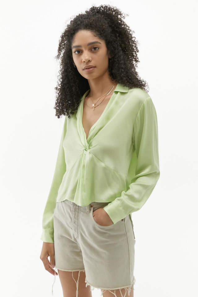 UO Miley Twist Front Blouse | Urban Outfitters