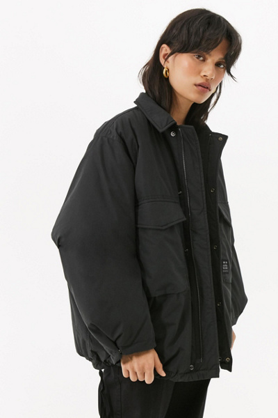 uo rene padded black utility jacket