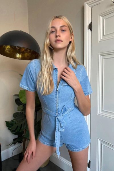 urban outfitters hello sunshine denim romper