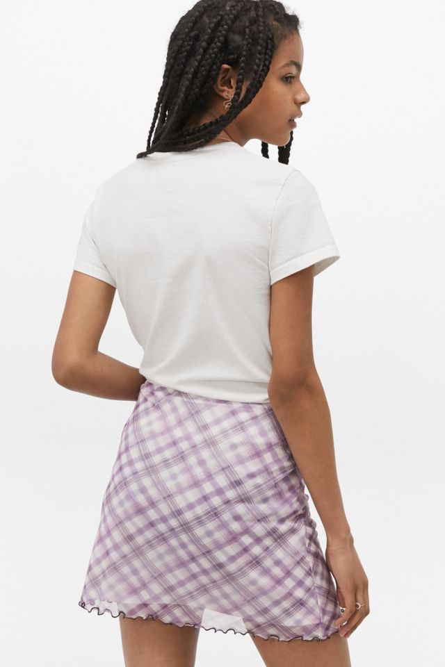 UO Plaid 90s Mesh Mini Skirt Urban Outfitters