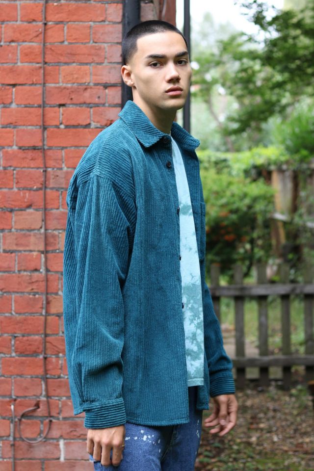 BDG Teal Corduroy Button-Down Shirt