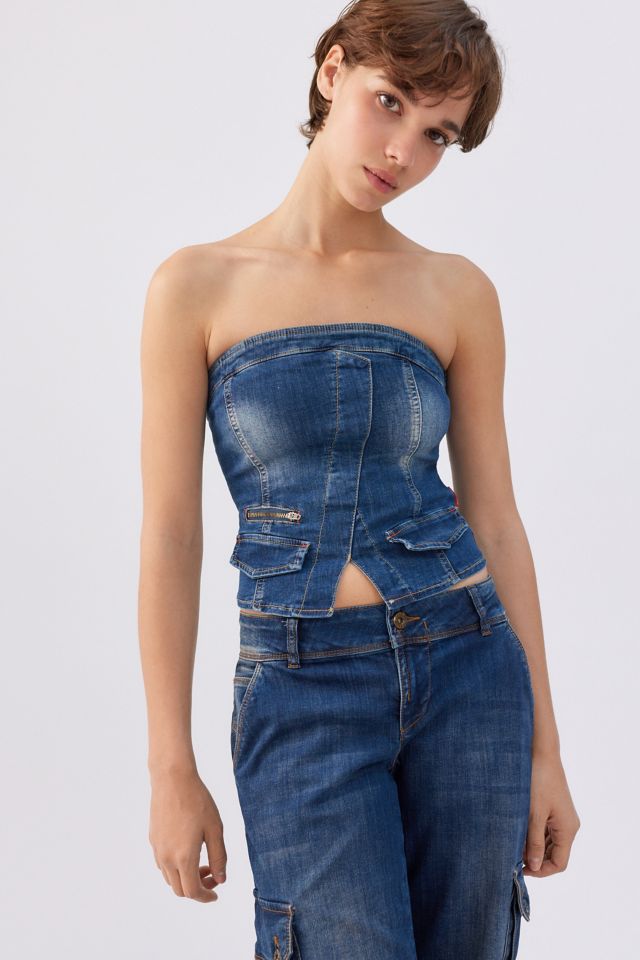 Miss Sixty UO Exclusive Denim Corset Top | Urban Outfitters Canada