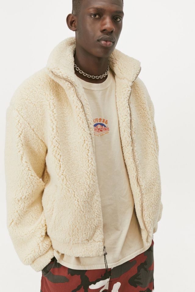 UO Ecru Sherpa Bomber Jacket