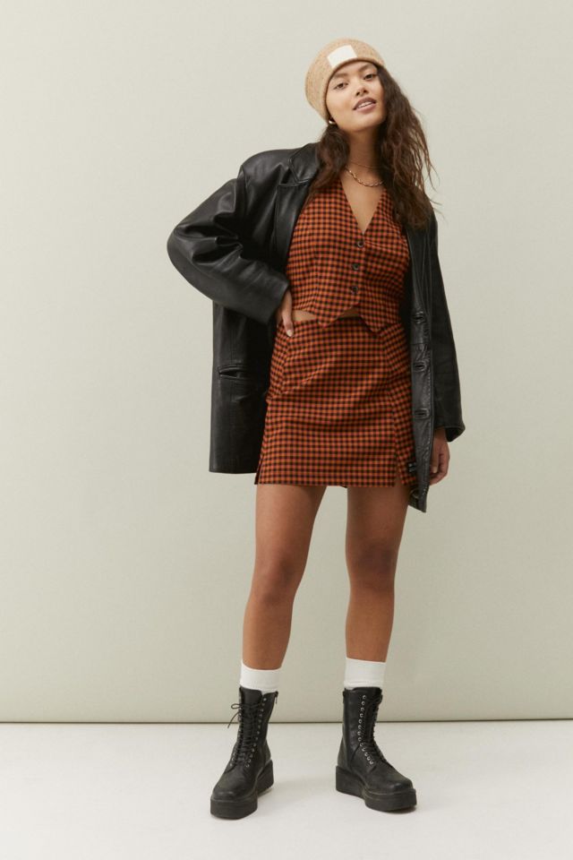 UO Plaid Notched Mini Skirt Urban Outfitters