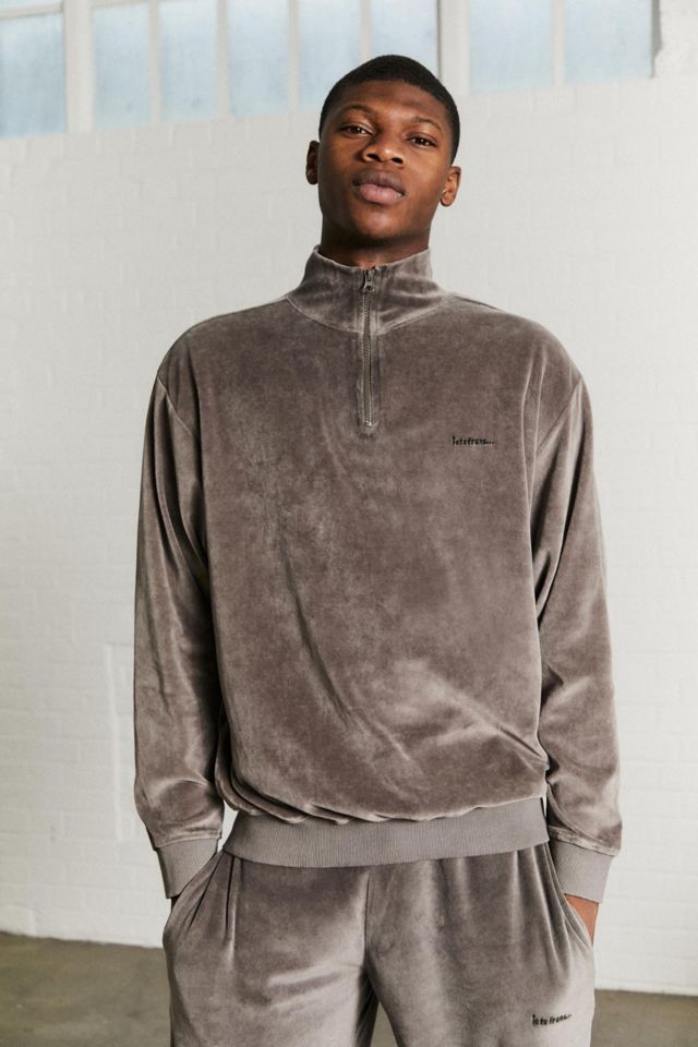 iets frans. Acid Wash Grey Velour Mock Neck Sweatshirt Urban Outfitters