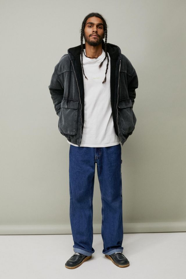 BDG Washed Black Lined Corduroy Hooded Jacket | Urban Outfitters