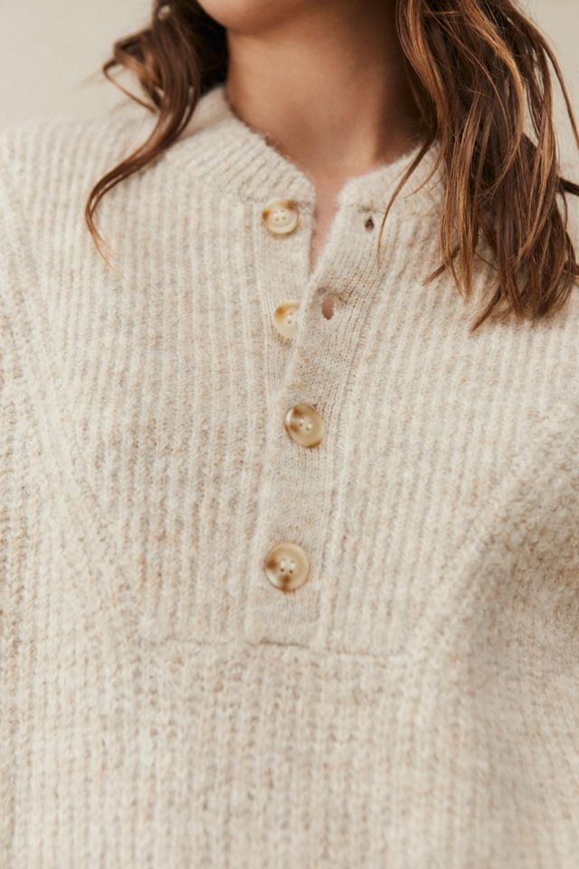 UO Fluffy Henley Sweater | Urban Outfitters