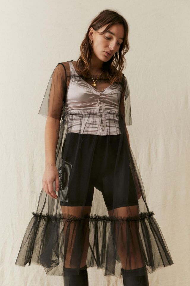 UO Tulle Black Smock Dress